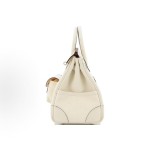 HERMES Birkin 25 Silver clasp platinum handbag 25 Women\'s I2 Nata Cream White